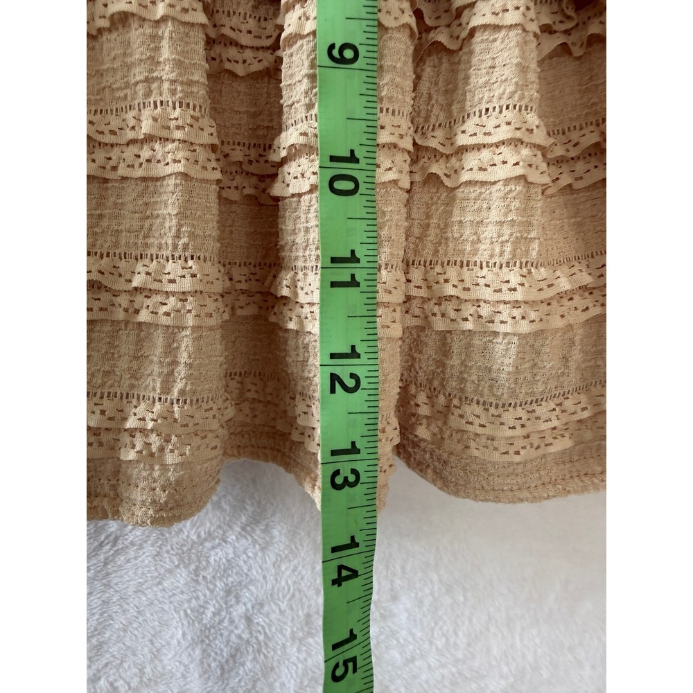 Tiered Lace Skort Women Coquette Boho Ruffle Beige Small - Picture 5 of 5